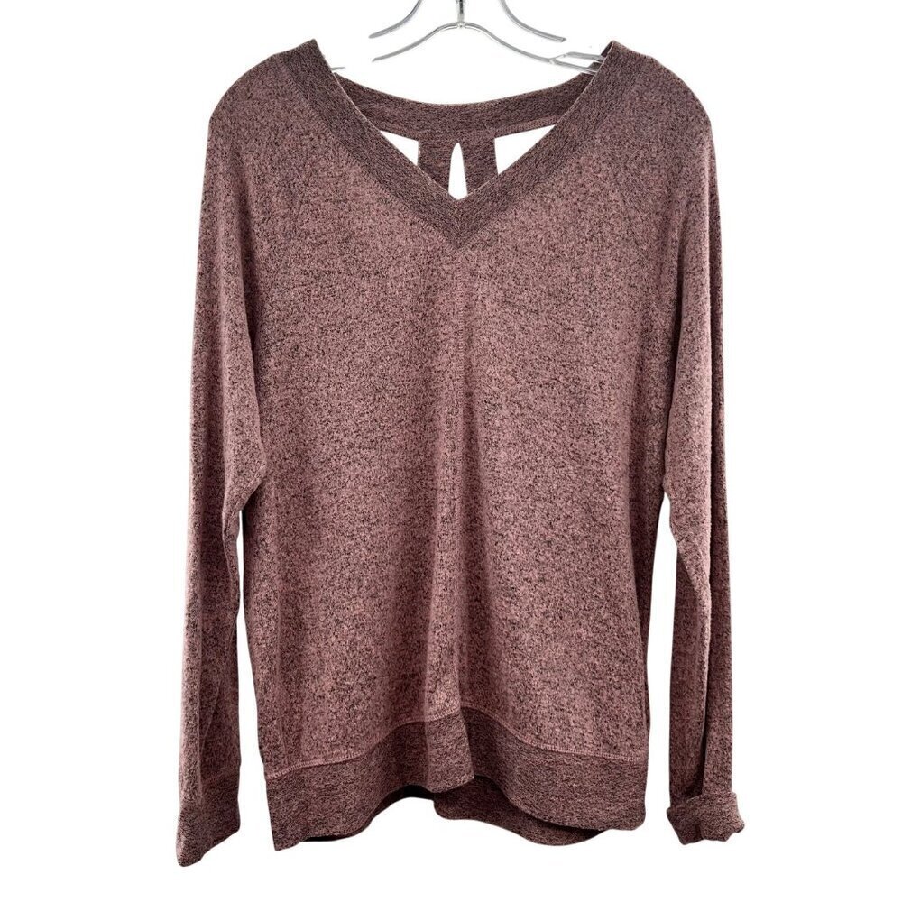 Maurices V-Neck Sweater Pink/Black Size Small Long Sleeve Cut Out Back